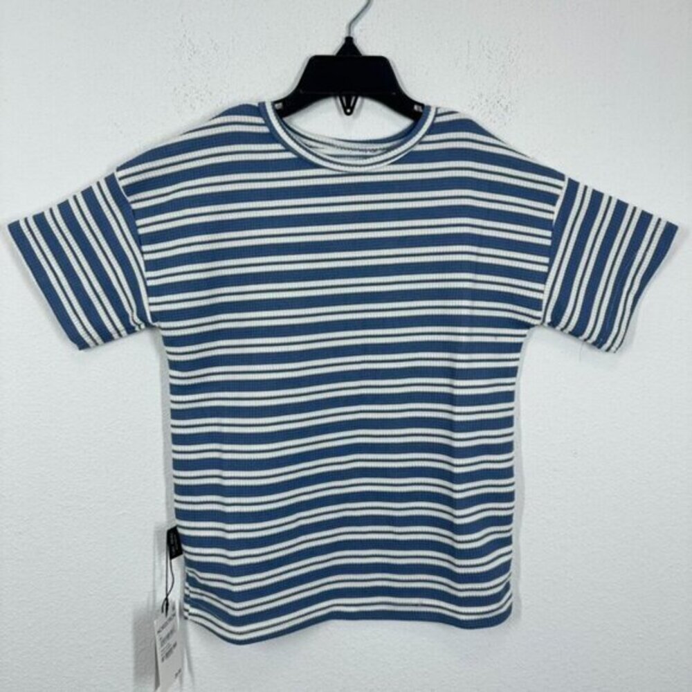 Tiny Tribe Australia Blue White Striped Beachy Short Sleeve Shirt Summer NWT